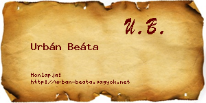 Urbán Beáta névjegykártya